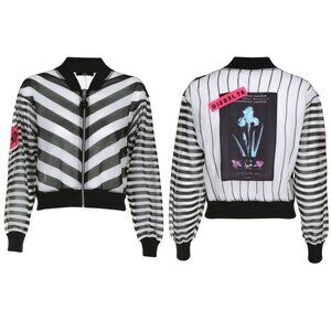 $298 Diesel Women’s M-Dixit Knitwear transparent Jacket Black/White Size 2XS